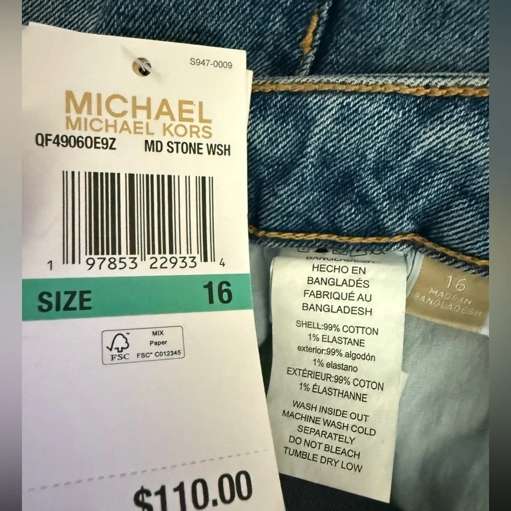 Michael Kors Womens Stone Wash Selma Cargo Bootcut High Rise Denim Jeans Size 16