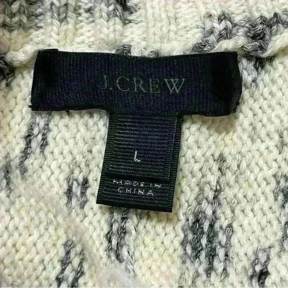 J.Crew Speckled Cotton Sweater Womens Size Large Pullover Cream Gray Style H4658