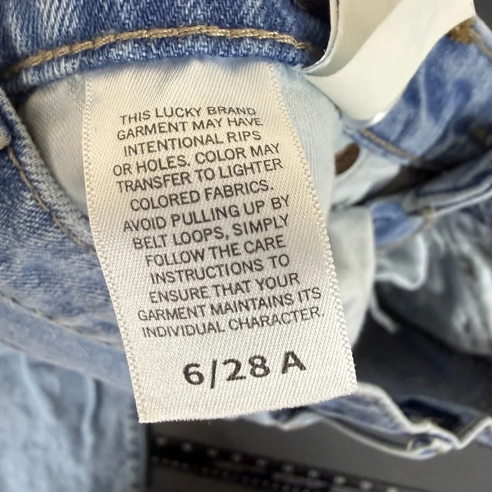 Lucky Brand Women's High Rise Frayed Hem Mom Jeans Drew Denim Size 6/28