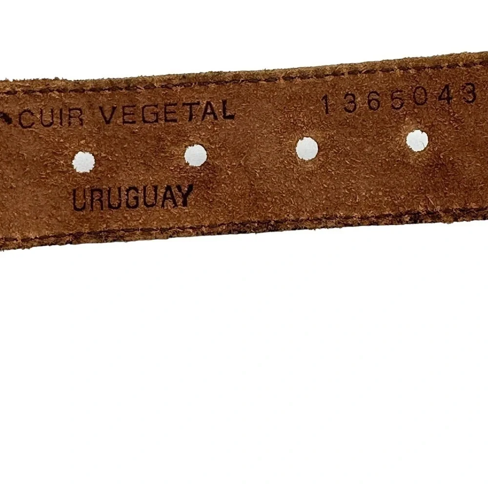 Brown Braided Woven‎ Leather Belt With Brass Buckle Size Medium