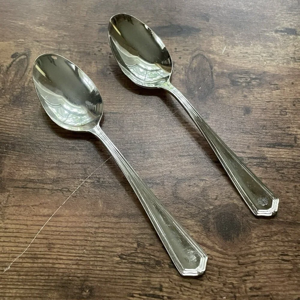 1847 Rogers Bros RG84 Silverplate h EP Brass Tablespoon Set of 2 Vintage