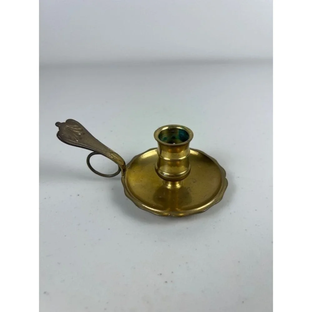Gallery Originals Shelburne Museum Brass Chamberstick Finger Loop Candle Holder