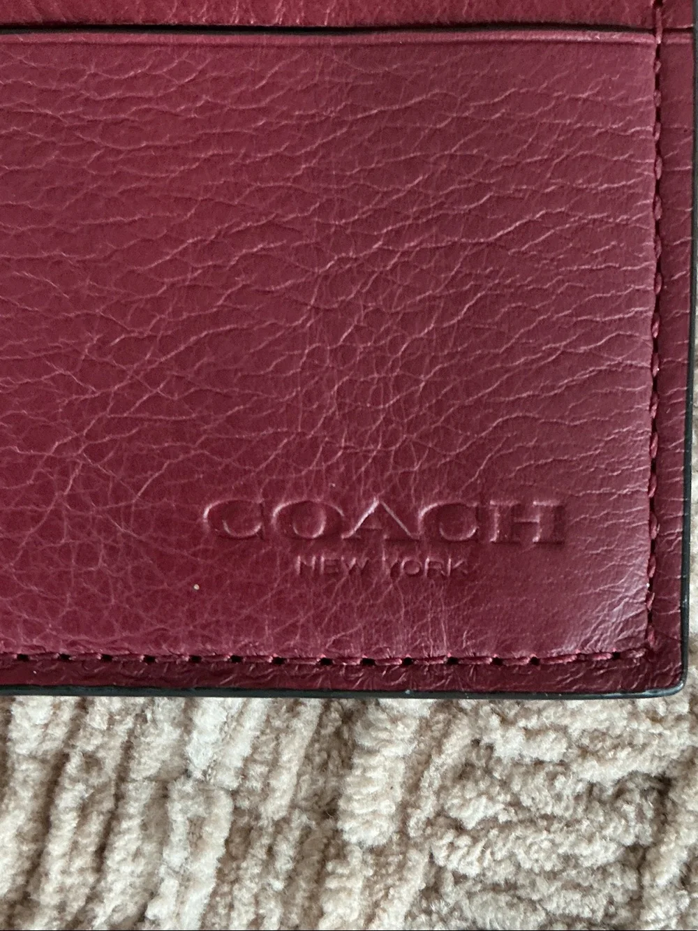 COACH Burgundy Leather Card Holder
