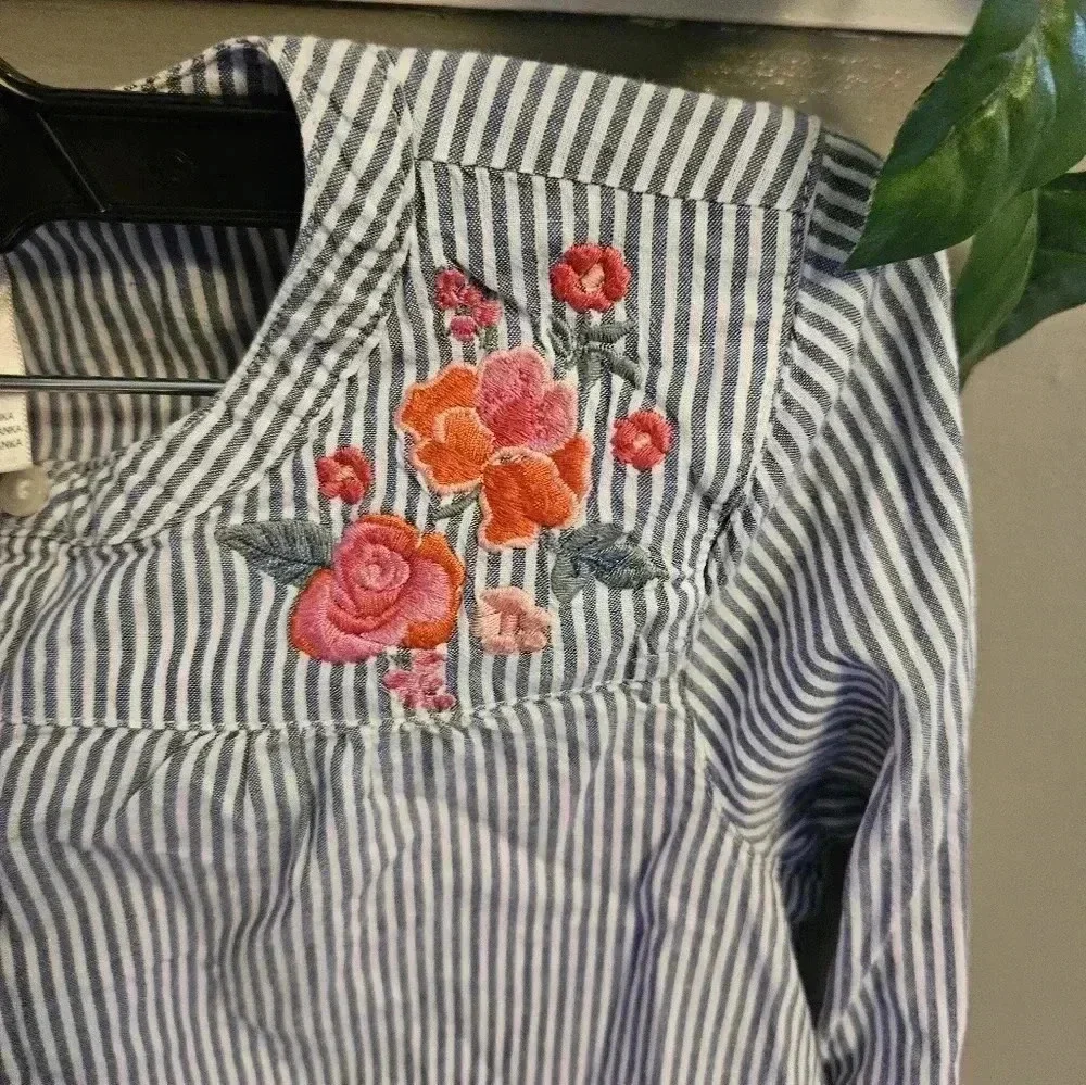 Oshkosh Vintage Plaid Shirt Embroidered (sz 10/12) Kids Girls 100% Cotton