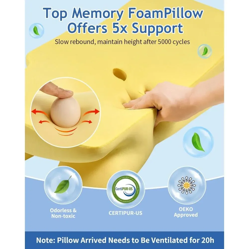 Cervical Neck Pillow for Neck Shoulder Pain Relief, Soft Contour Side Sleeper