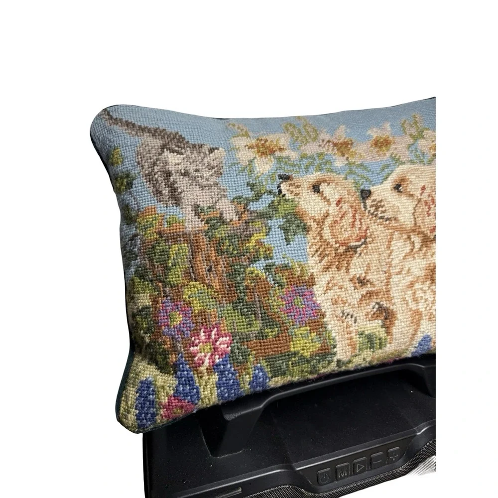 Cat vintage needlepoint