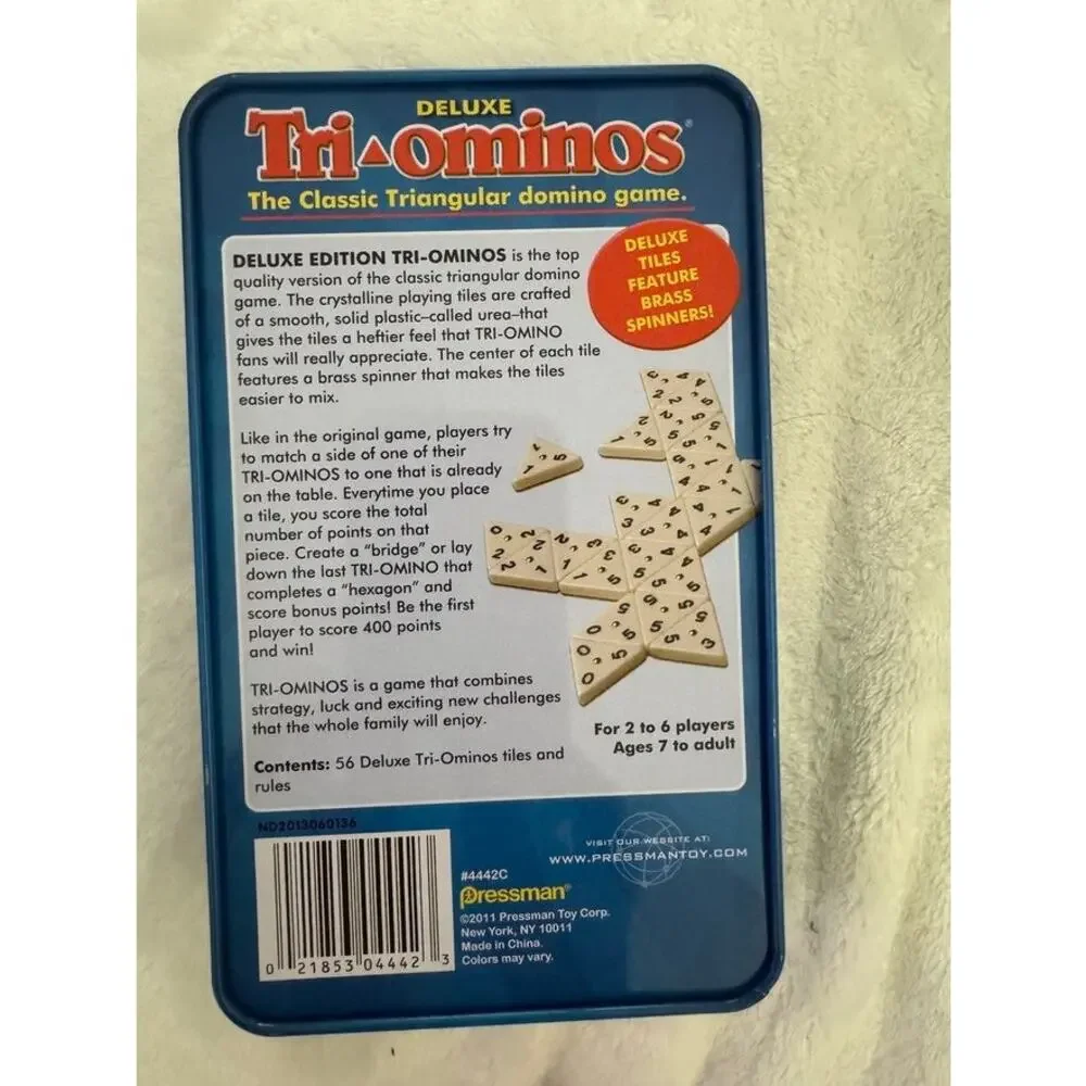 Deluxe Tri-Ominos Pressman 2011 Game - Complete 56 Tiles and instructions