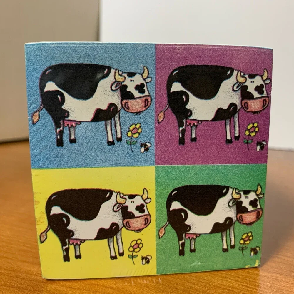 Vintage On A Lark Sticky Memo Cube Holstein Cows  3”x3”x3”