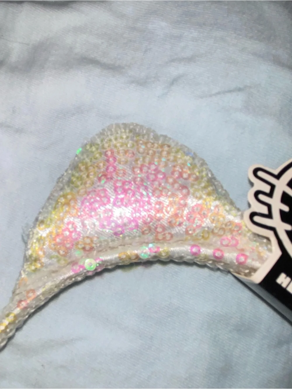 1-Sanrio Hello Kitty Sequin Ear Headband with Satin Pink Bow