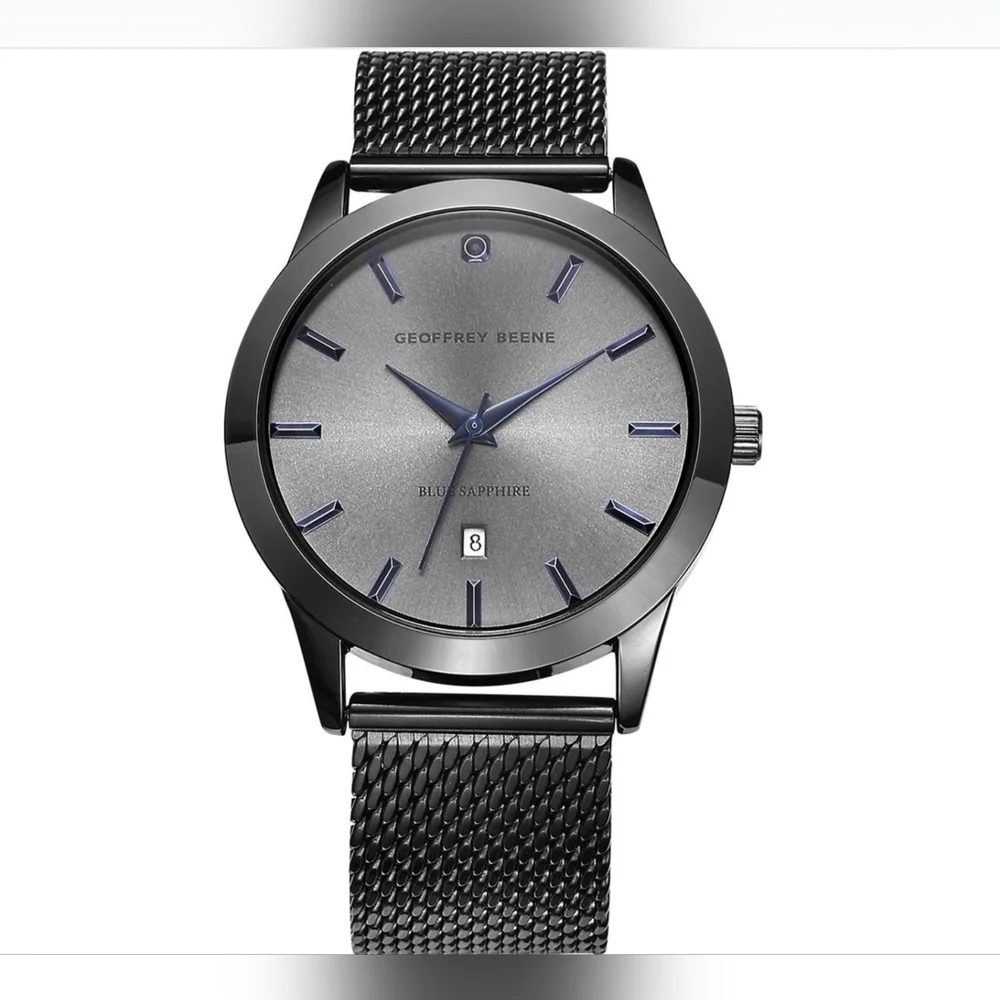 Geoffrey Beene Blue Sapphire Mesh Bracelet Watch 42mm