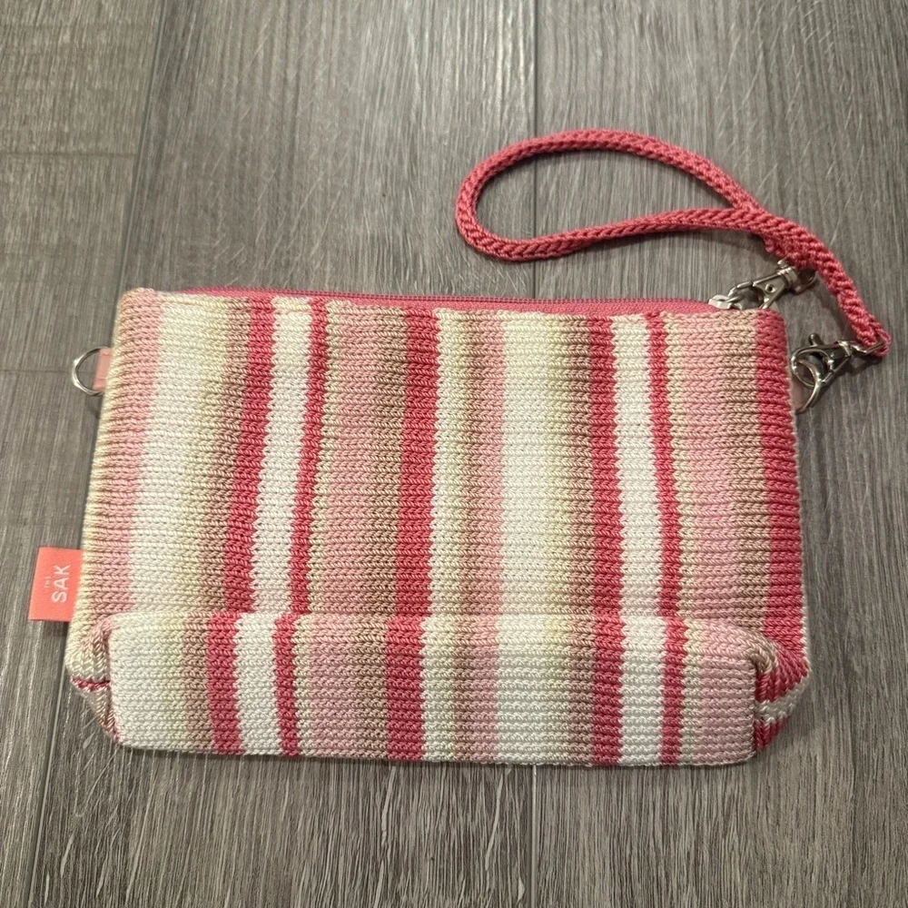 Striped Pink and Cream Pouch