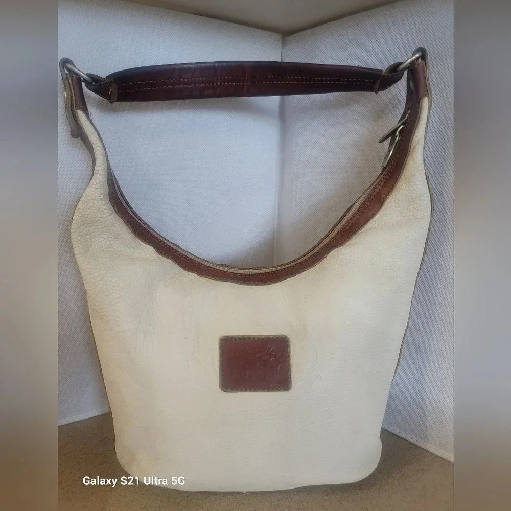 VALENTINA IVORY & BROWN‎ LEATHER SHOULDER HANDBAG