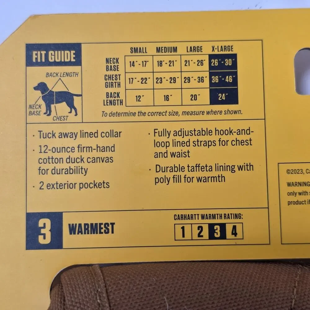 Carhartt Px0548 Firm Duck Insulated Dog Chore Coat X-Large 36