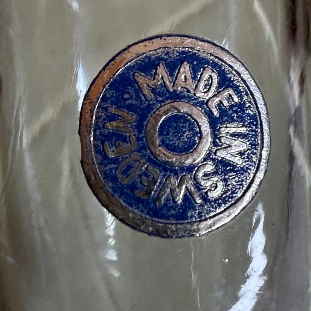 Vintage Swedish Art Glass Bud Vase Blue Clover Base Made in Sweden MCM 8 Inch