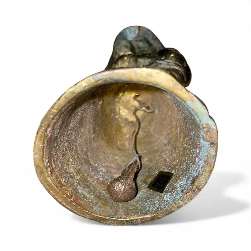 Vintage Figural Girl Bell Clapper Hand Bell Brass Very Heavy & Solid. D5