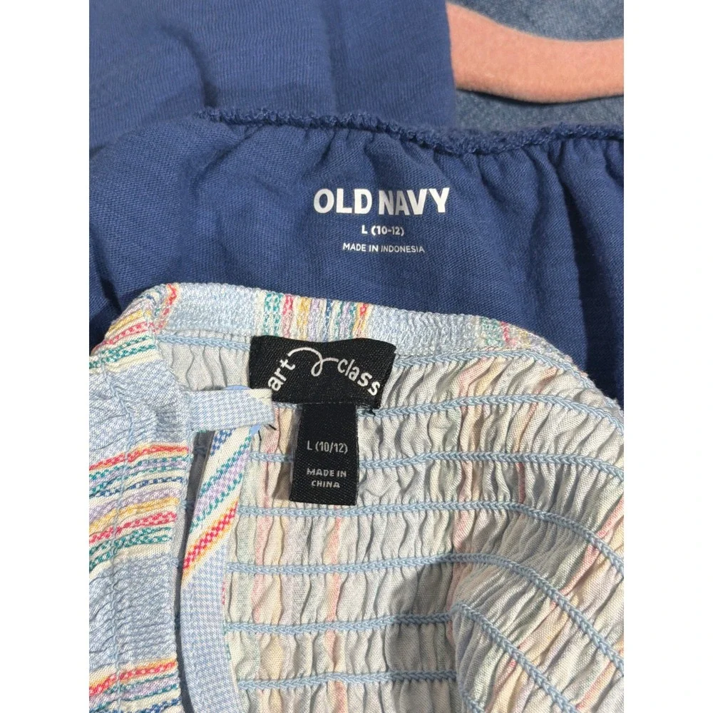 Art Class Old Navy Romper Bundle Girls 10/12 Blue Striped Summer Boho EUC