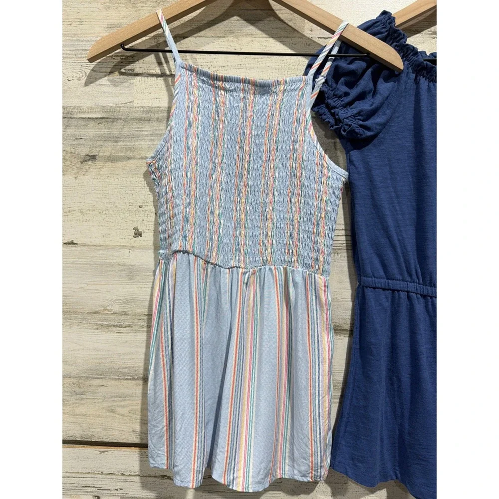 Art Class Old Navy Romper Bundle Girls 10/12 Blue Striped Summer Boho EUC