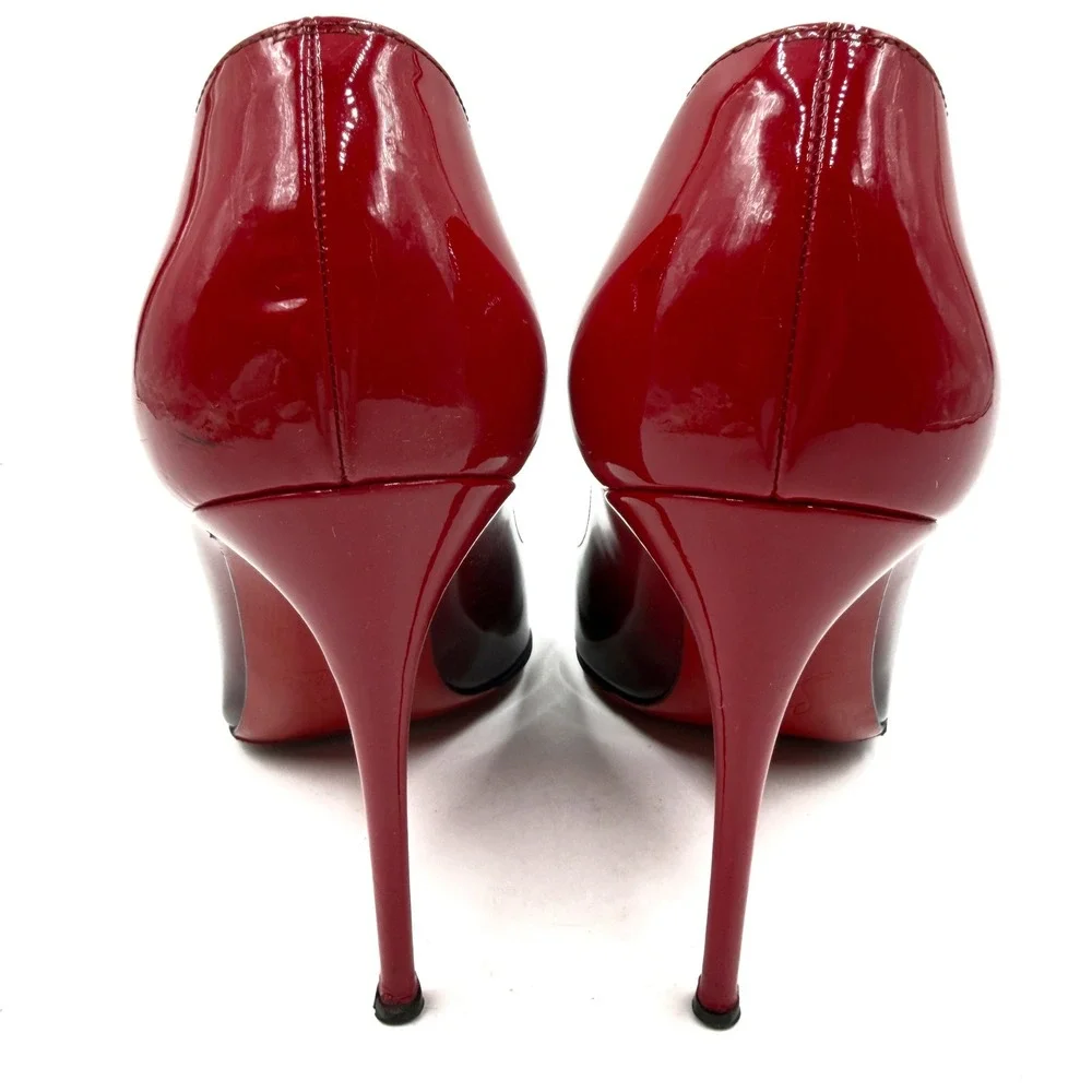 Christian Louboutin So Kate Pumps Red Black Ombre Patent Heels Sz 38.5 / 8.5