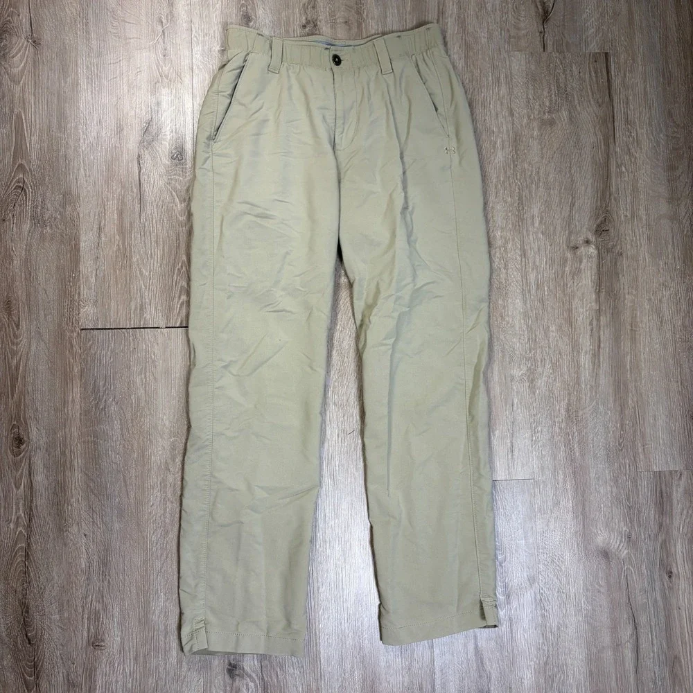 Under Armour Mens Match Play Straight Leg Golf Pants 30x30 Brown Tan