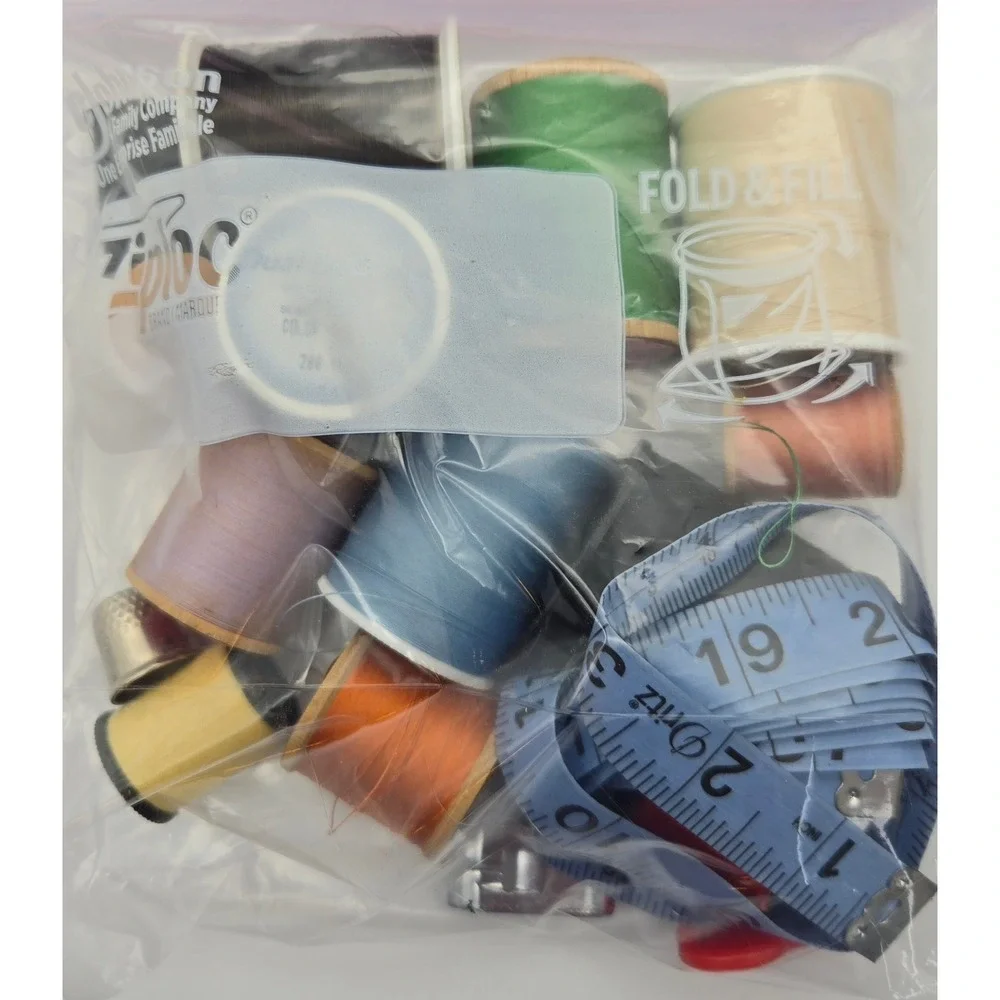 Vintage Sewing Box Organizer Navy Blue Cantilever Tray Buttons‎ Thread