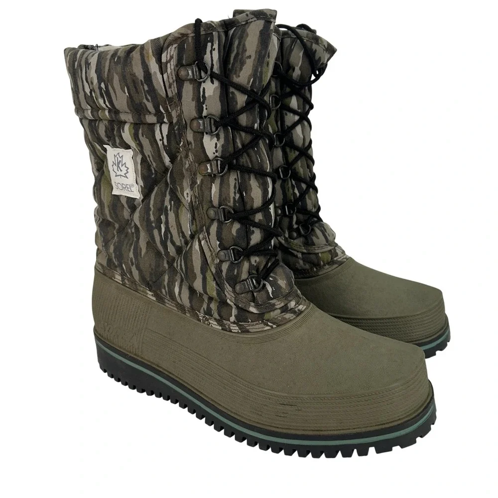 Vintage Sorel Boots Mens Size 9 Green Camo Insulated Wool Lined Snow‎ Winter