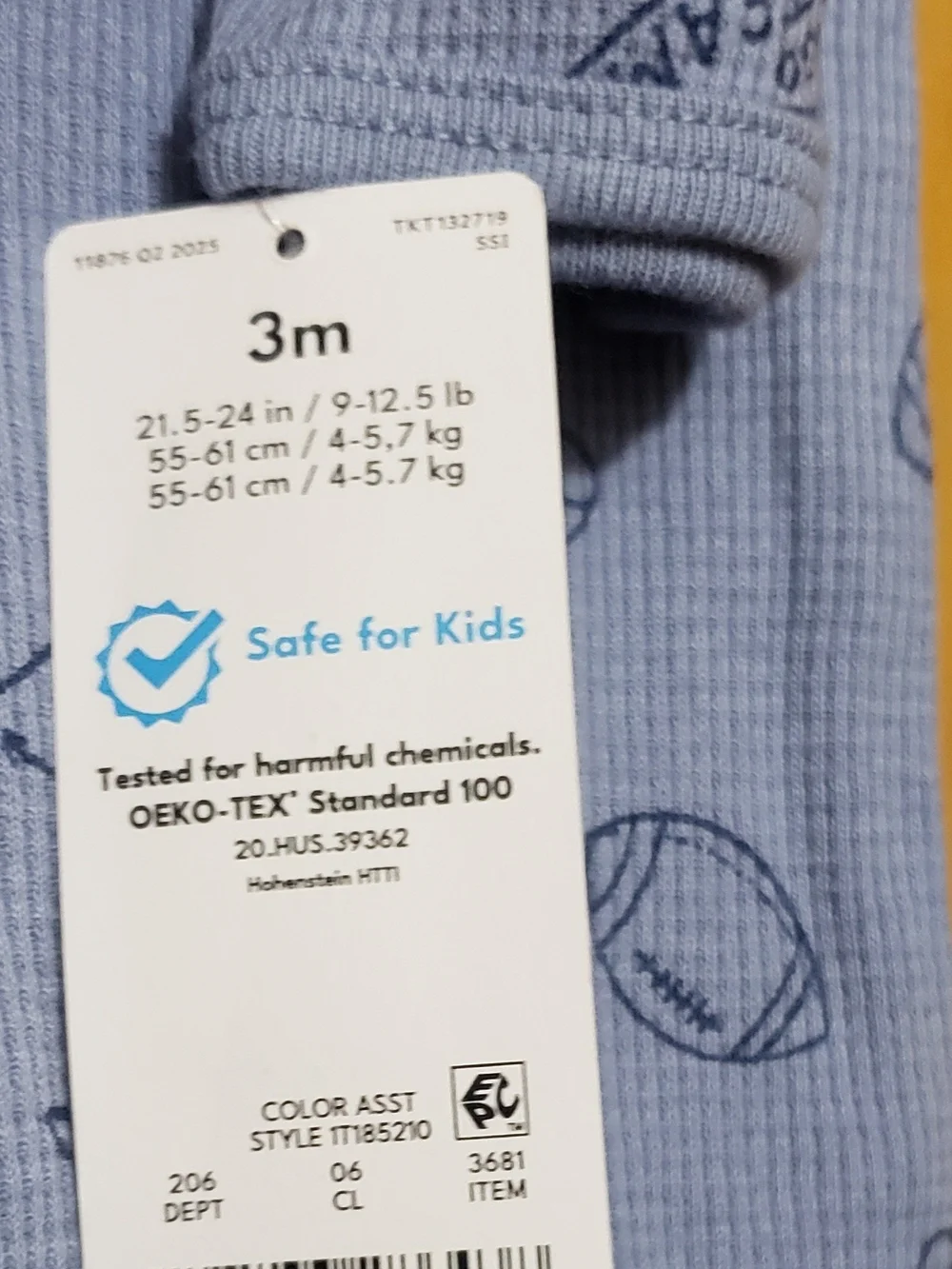 Carter's Light Blue Football Print Footed One-Piece