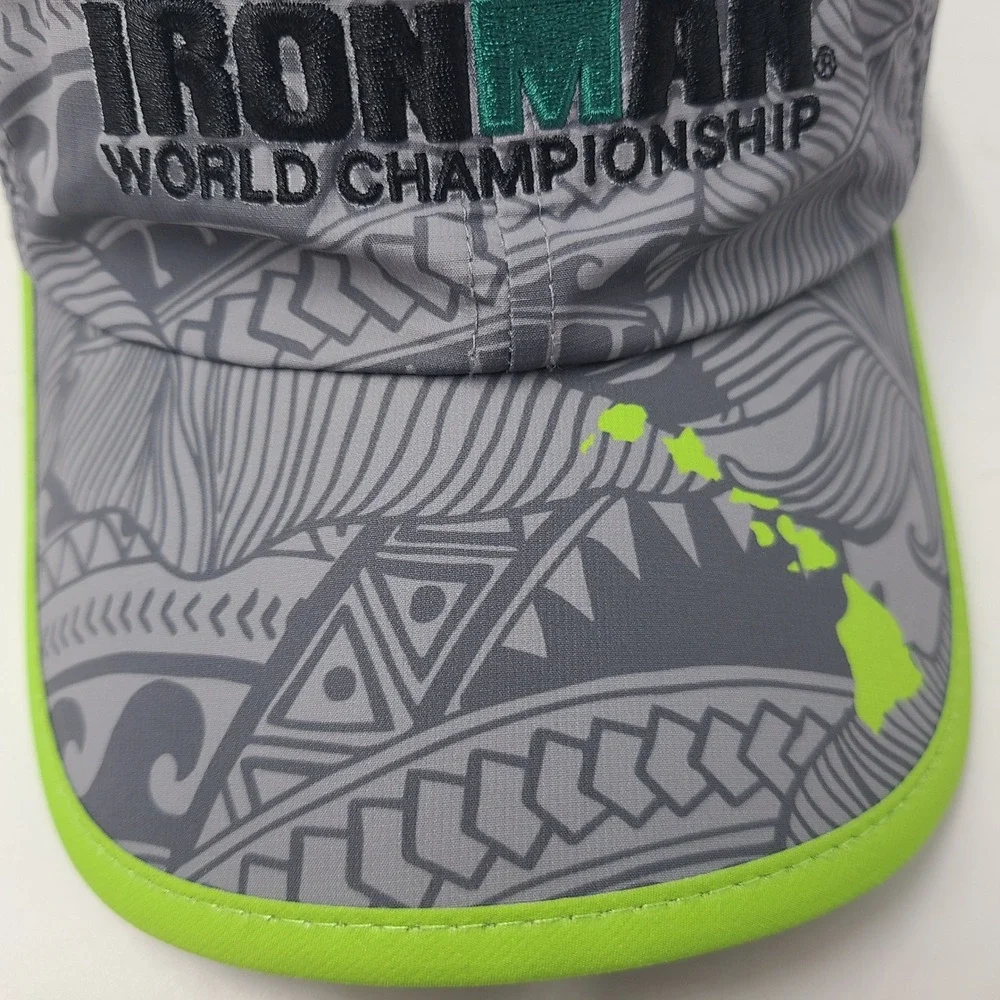 Boco Gear Hat Adjustable Gray Green Ironman World Championship Kona 2017 Running