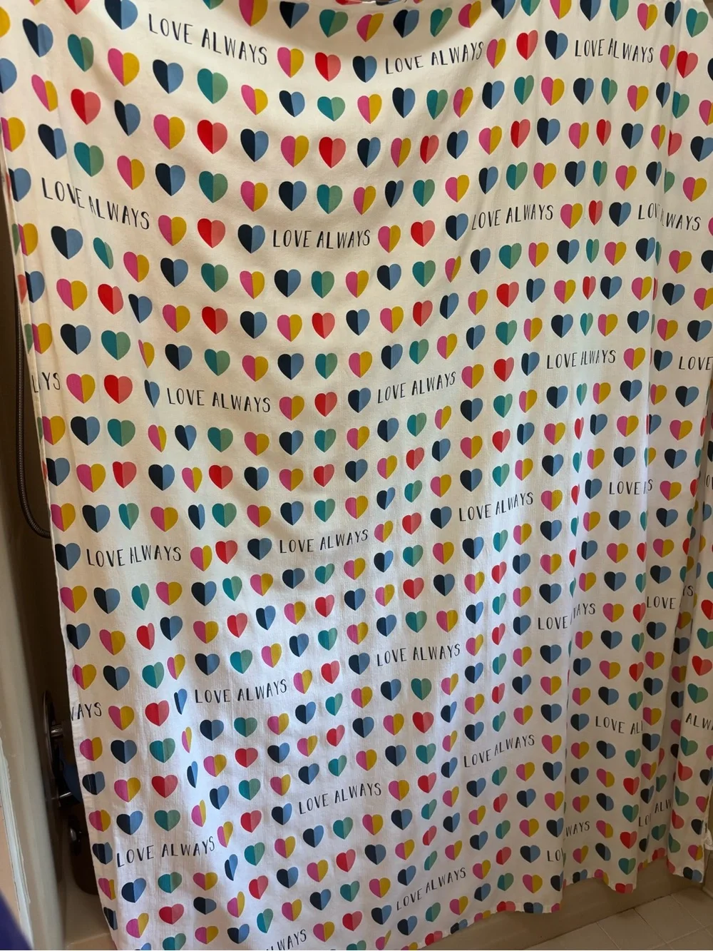 EUC Love Always Heart Print Shower Curtain - Multicolor