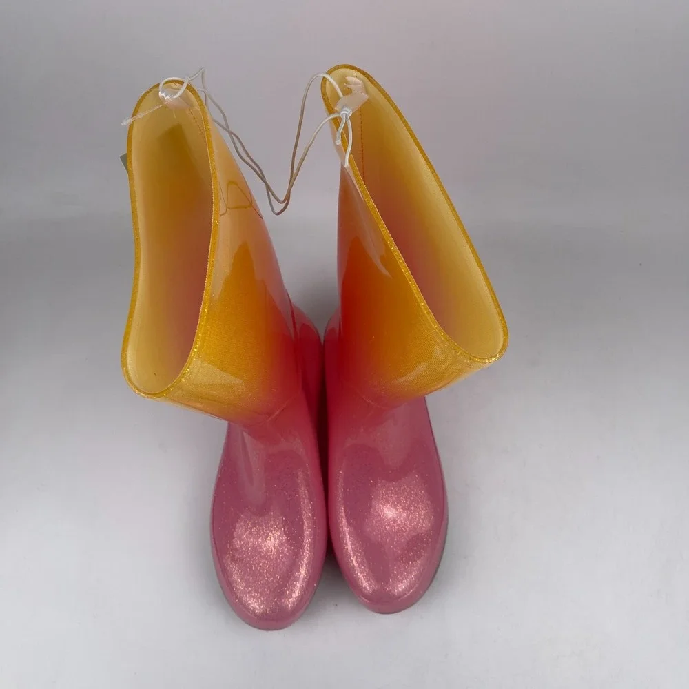 Cat &‎ Jack Cece Rain Boots Kids 5 Pink Waterproof Easy-on Handles Round Toe