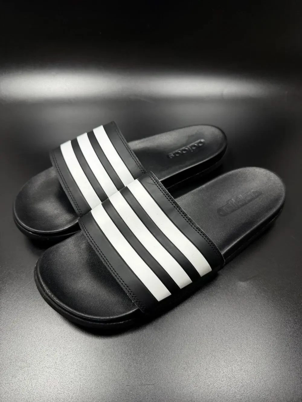 Adidas Adilette Comfort Black White Slide Sandals Unisex Adults Size 9