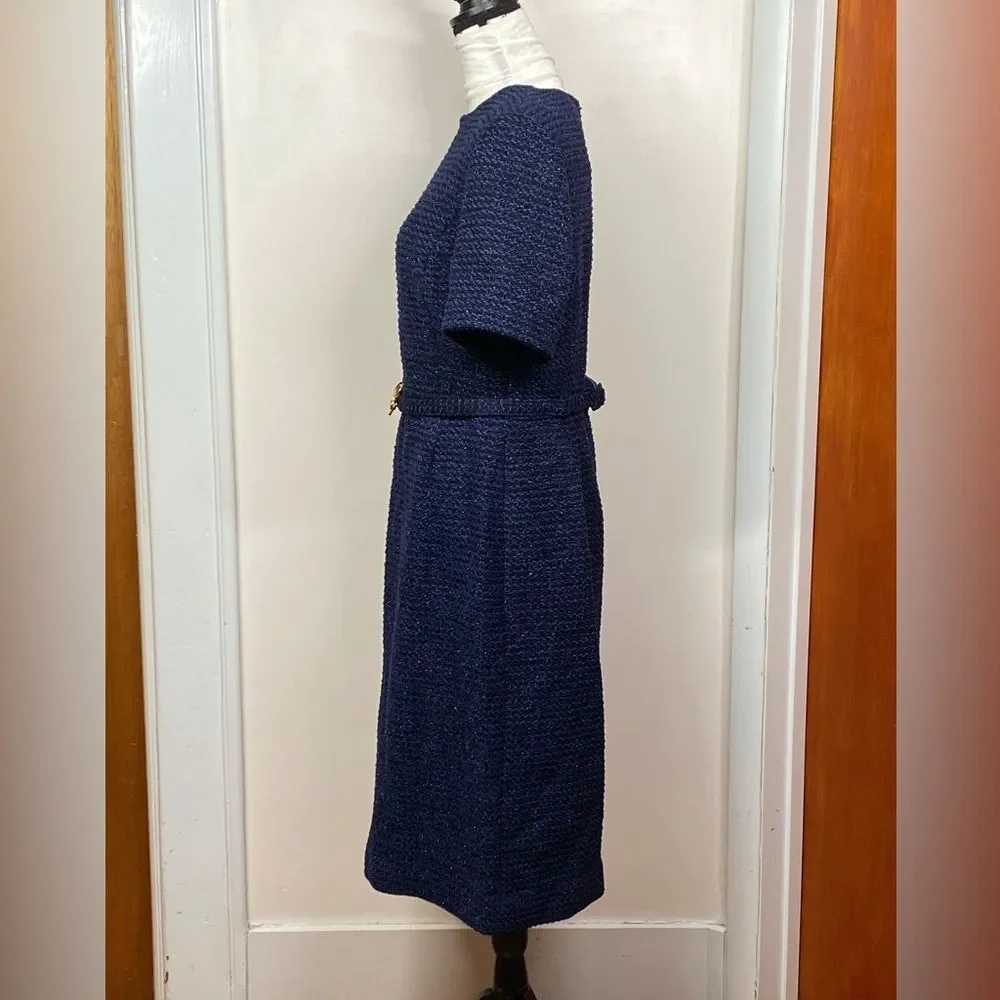 OSCAR DE LA RENTA Lurex Check Tweed Pencil Dress size 14