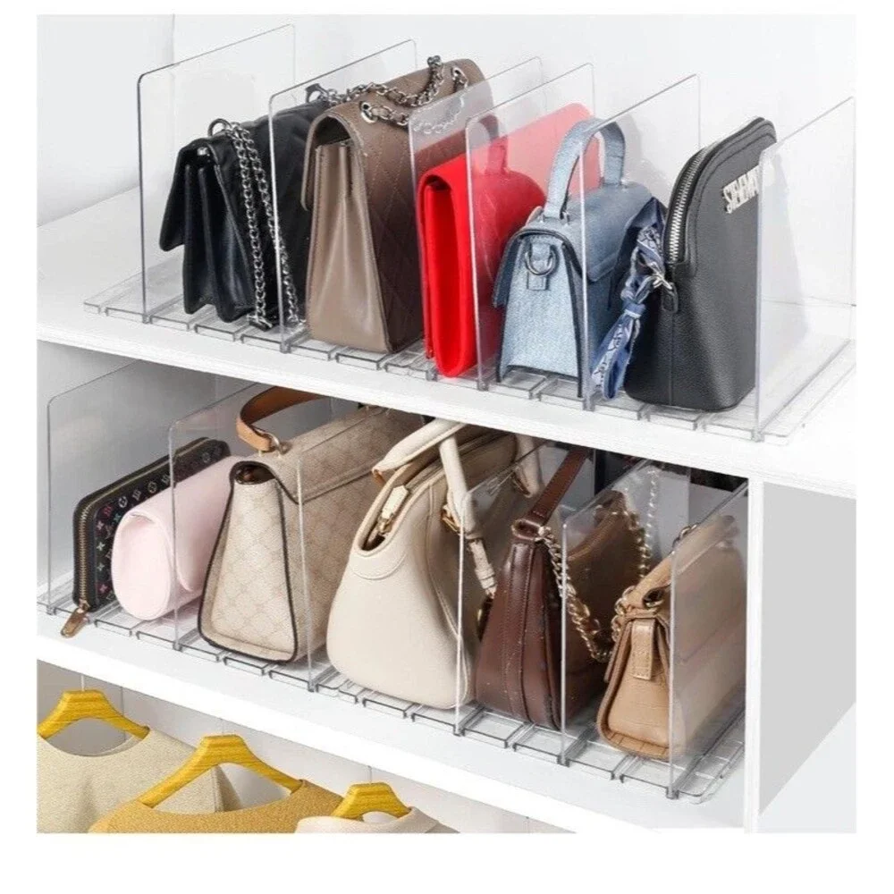 Plastic Purse Organizer Closet - Pack of 2 Handbag Organizer with Adjustable ...