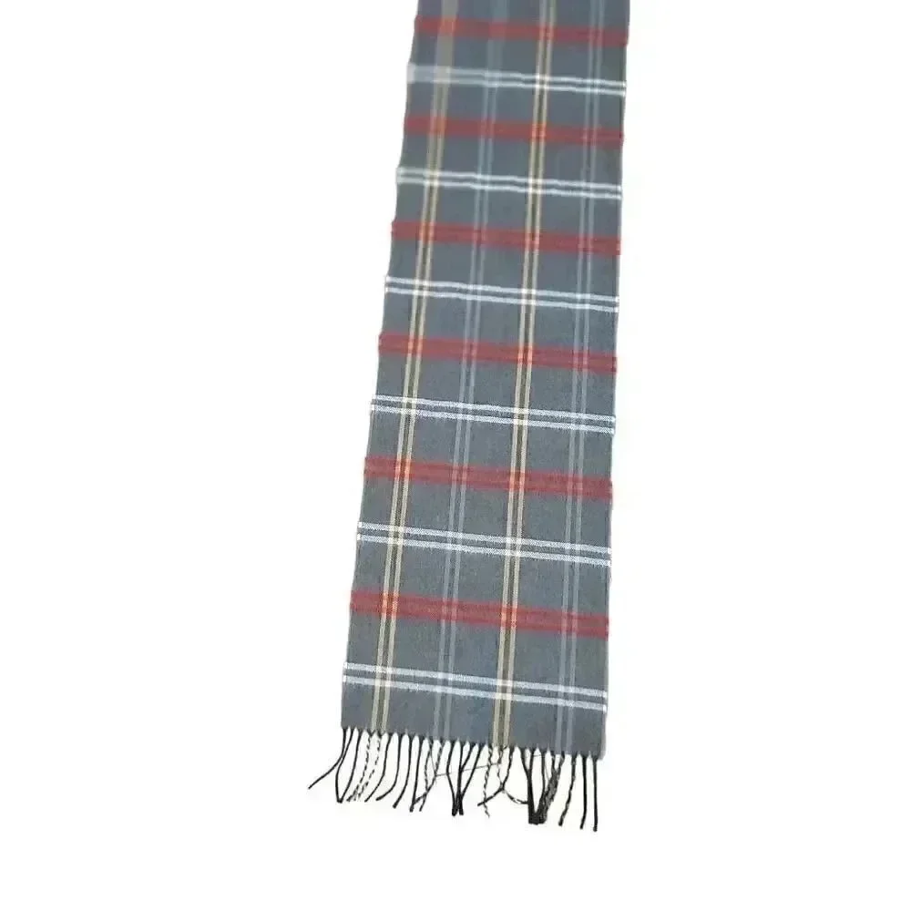DNY Adult Softer than Cashmere Gray/Red Plaid w Fringe 12