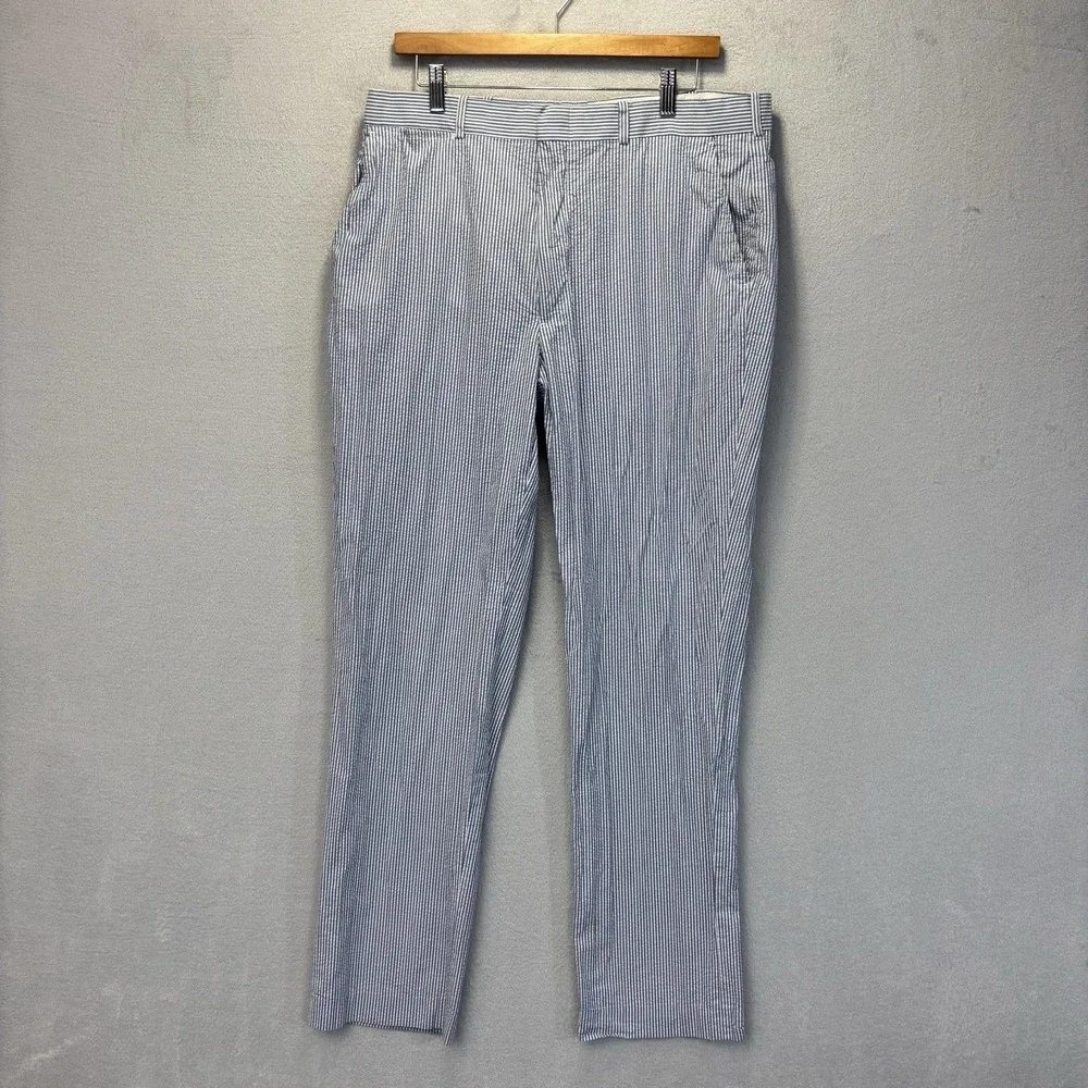 Vtg Polo Ralph Lauren Seersucker Pants Mens 36x33 Blue Striped Coastal Preppy