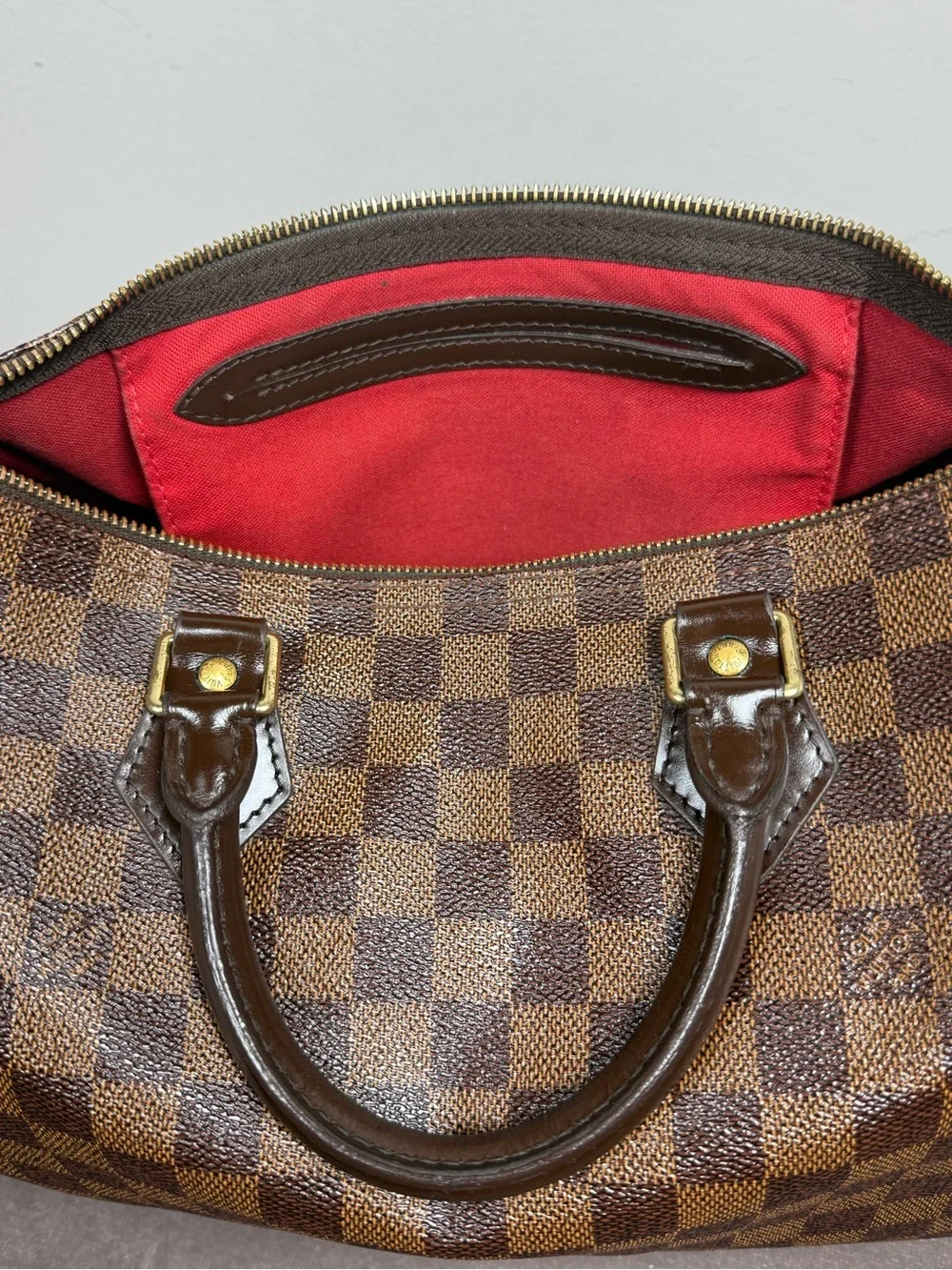Louis Vuitton brown Damier Ebene Speedy 30 classic city handbag with lock n key