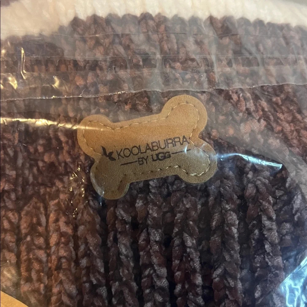 NWT Koolaburra Gus Brown & Cream Striped Knit Dog Sweater size Large