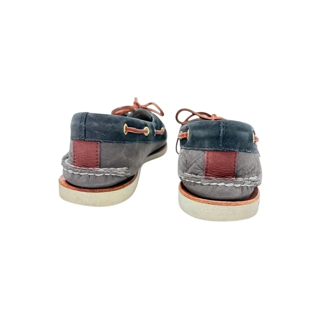 VTG Sperry Gold Cup Mens 9.5 M Grey Navy Leather Boat Shoes 10847079 Deck Shoes