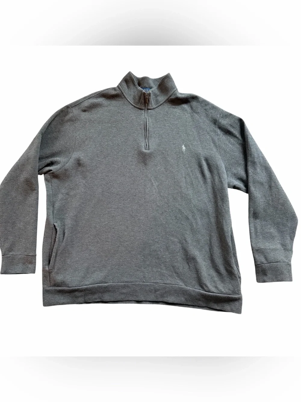 Polo Ralph Lauren 3XLT Gray Quarter Zip Pullover Sweater w/ Pockets Big & Tall