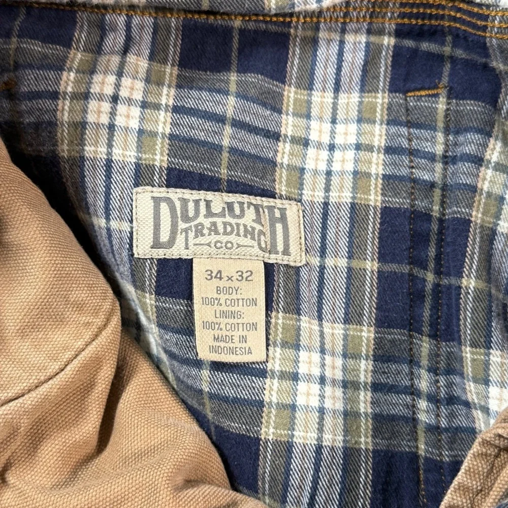 Duluth Trading Flannel Lined Jeans Mens 34x32 Workwear Pants‎ Plaid Thick