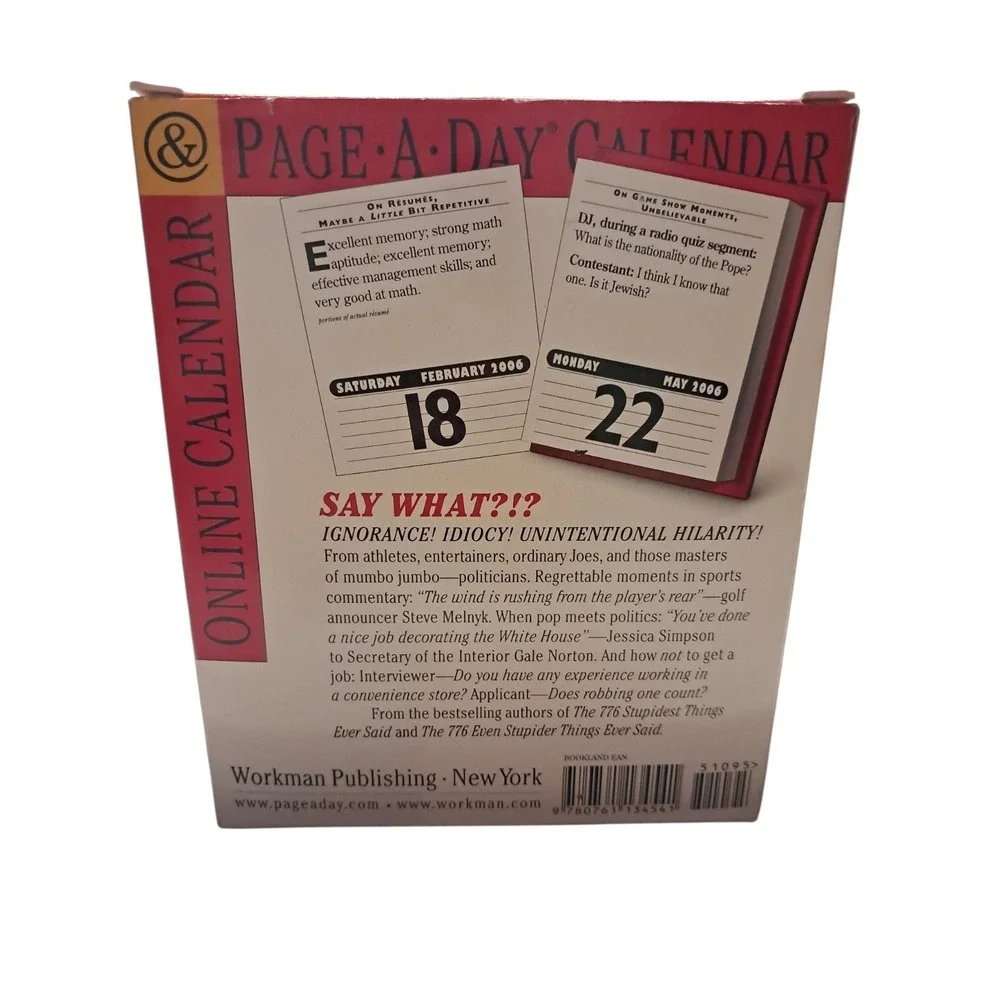 The 365 Stupidest Things Ever Said‎ 2006 Page-A-Day Desk Calendar NIB