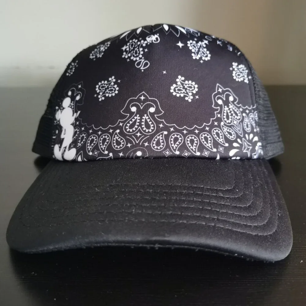 Neff x Disney Mickey‎ Bandana Trucker Hat Snapback Black White RARE, New w/ Tags