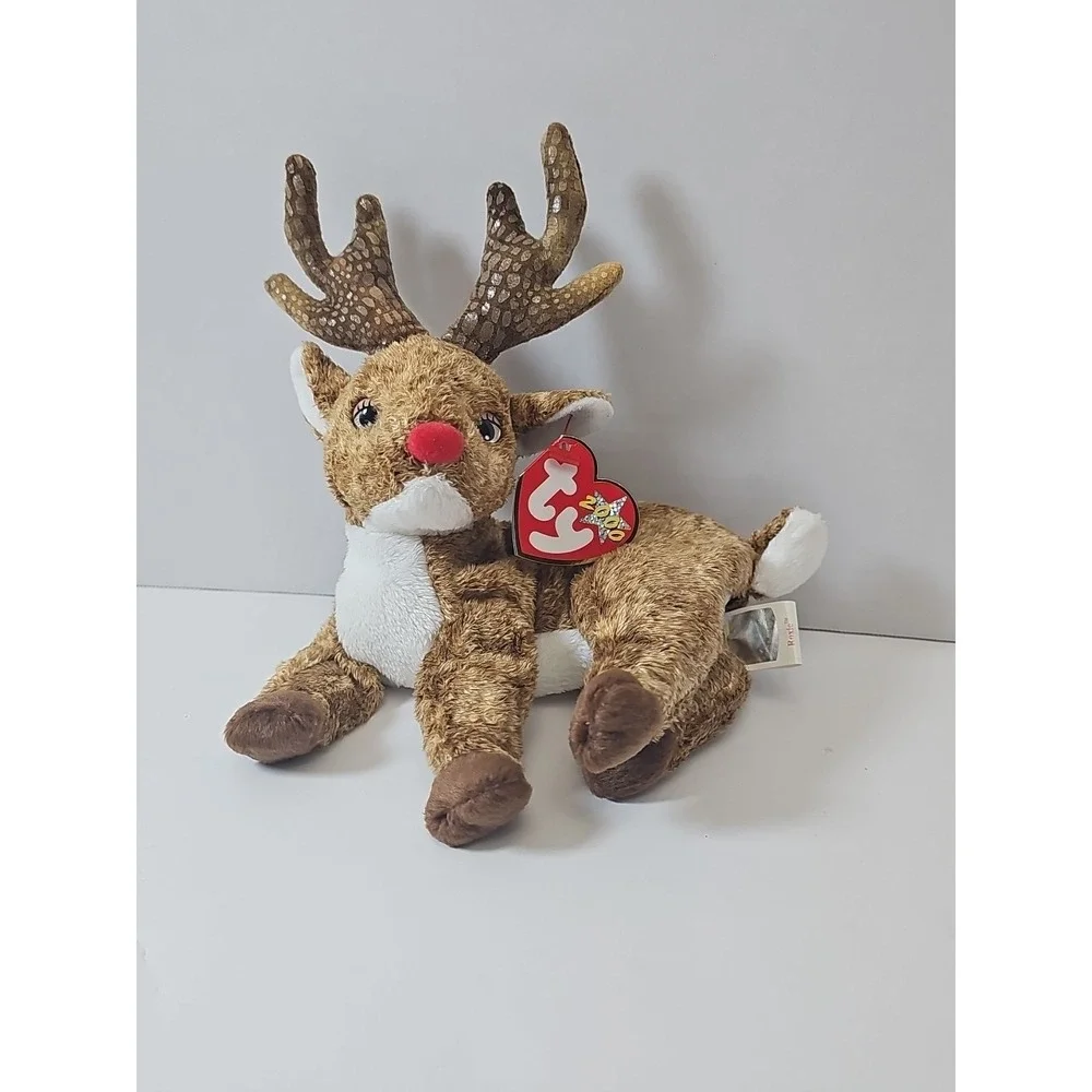 TY Beanie Baby - ROXIE‎ the Reindeer (Red Nose) MWMT's Stuffed Animal