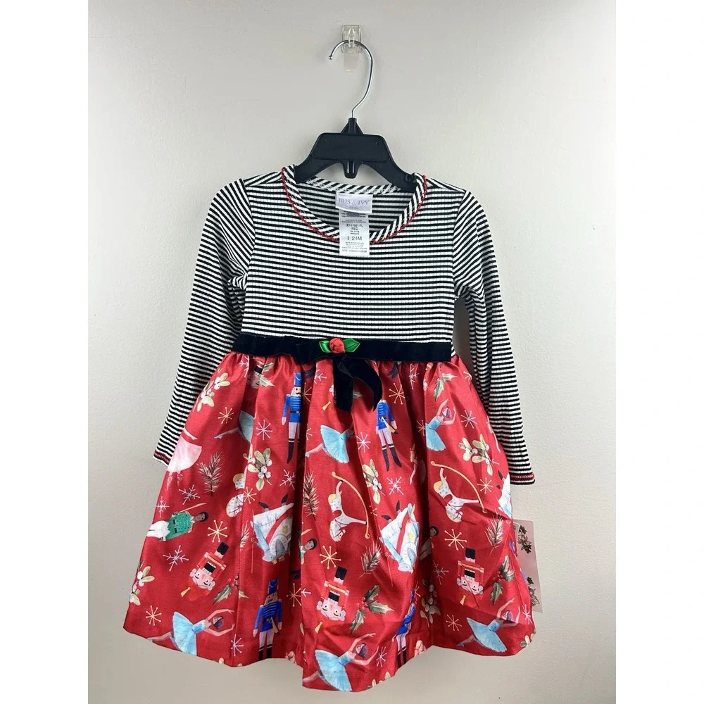 Iris & Ivy Girls 24 Month Nutcracker Fit and Flare Christmas Holiday Dress‎ New