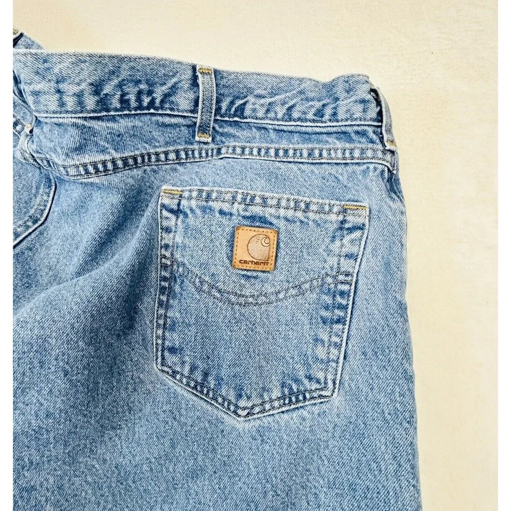 Carhartt Jeans Relaxed Fit 46‎ x30 Taper Leg Blue Denim B17 STW Stone Wash