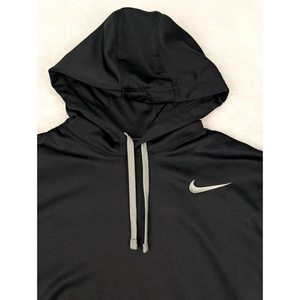 Nike Therma-Fit Hoodie Men's L Black Gray Pullover Training Sweatshirt‎