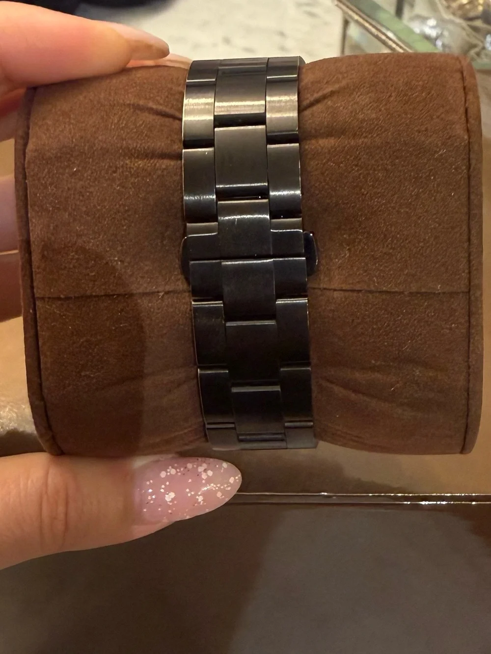 Gucci Black Bracelet Chronograph Watch with Green & Red Accents