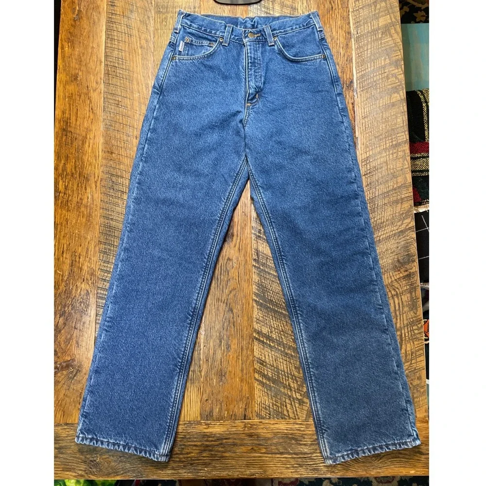 Carhartt Insulated Relaxed Fit Straight Leg Denim Jean Blue High Rise Mens 29x32