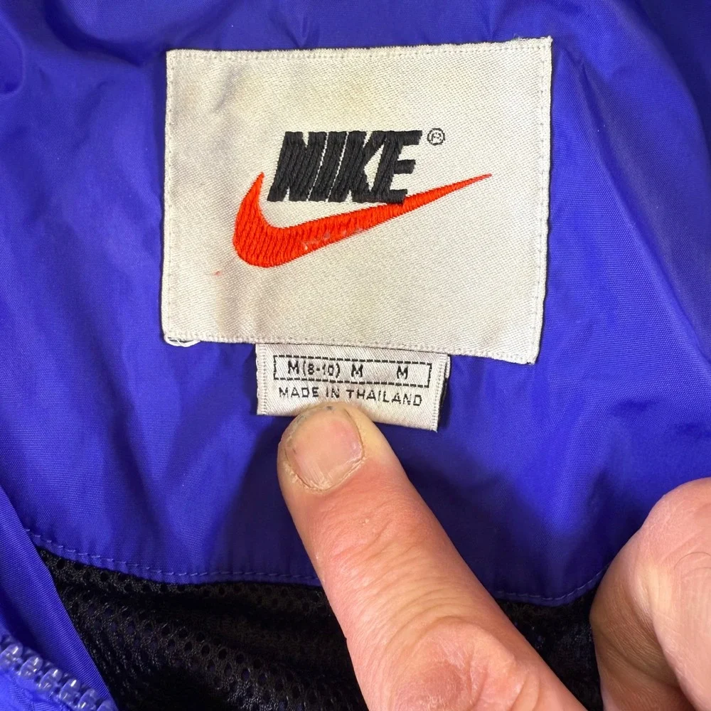 Y2K Vintage Nike Blue White Black Track Jacket Windbreaker athletic Men Sz M zip