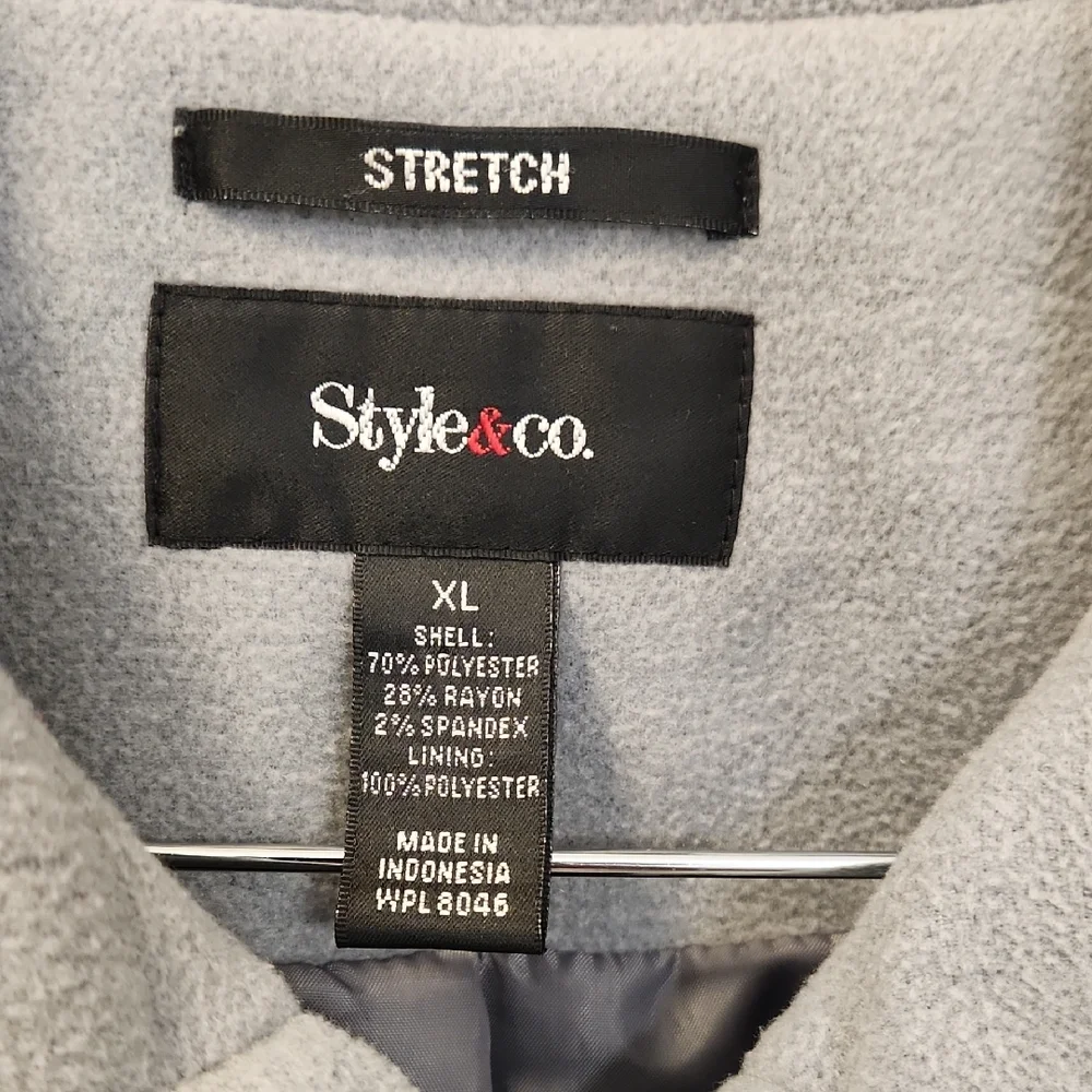 Style & Co Women’s Double‑Breasted Military Pea Coat – Light Gray‎ – Size XL