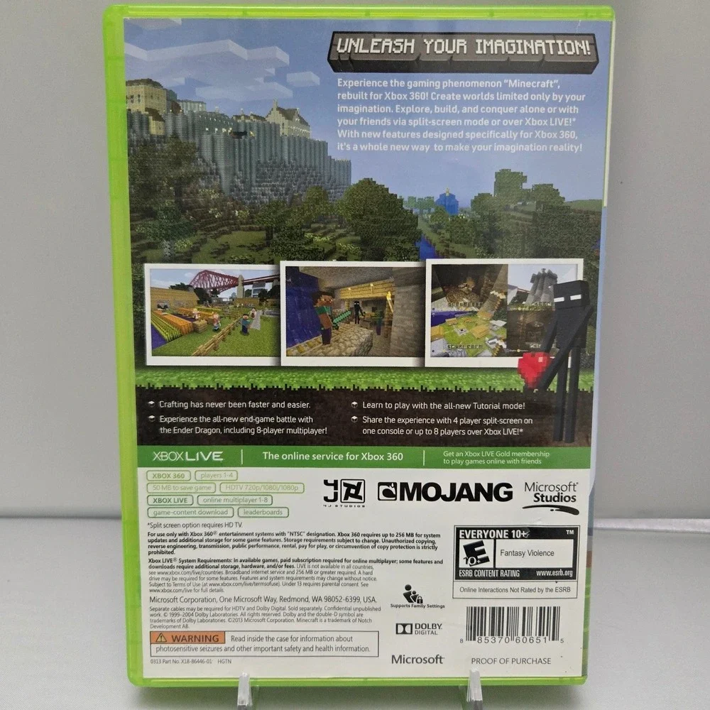Minecraft Xbox 360 Edition -‎ Microsoft Xbox 360 - Case & Disc Tested & Working